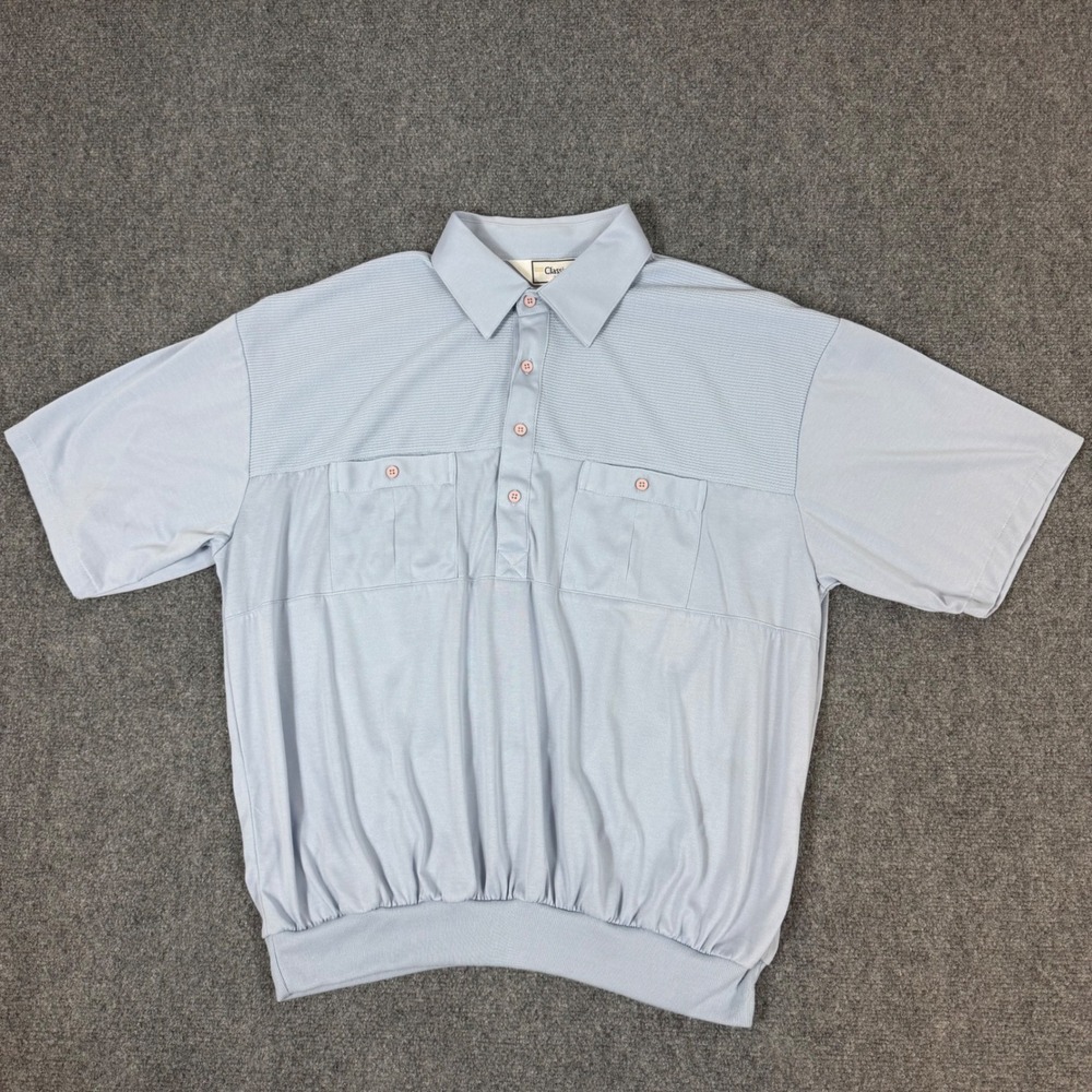Classics by Palmland Mens XL Light Blue Knit Banded Hem Polo Shirt 6010-680